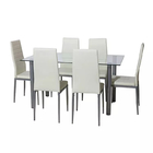 Modern White Dining Table Square Glass Top Furniture 19.8kgs For Big Family