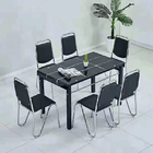 Luxury Black Finish Marble Dining Table And Chairs Table Top Dining Room Home Furniture