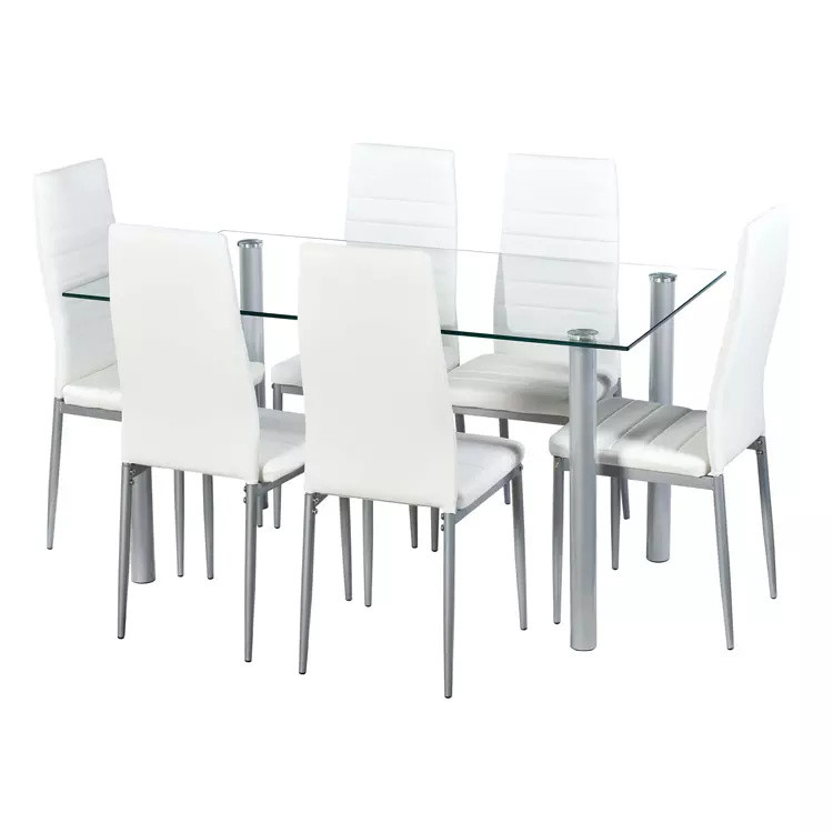 Customized Dining Room Furnitures 1200*700*750mm Glass Dining Table 6 Seater